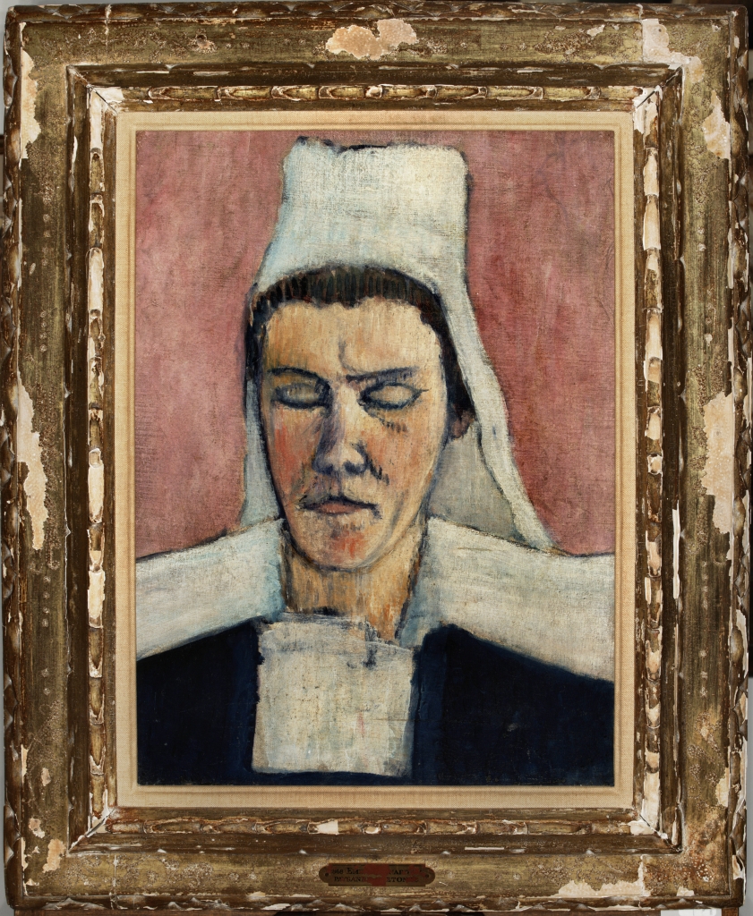 Bretonne sur fond rose